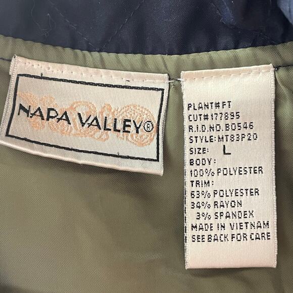 Napa Valley Navy Blue Quilted Chore Jacket Sz L Button Front Pockets Fall Casual - Picture 8 of 9